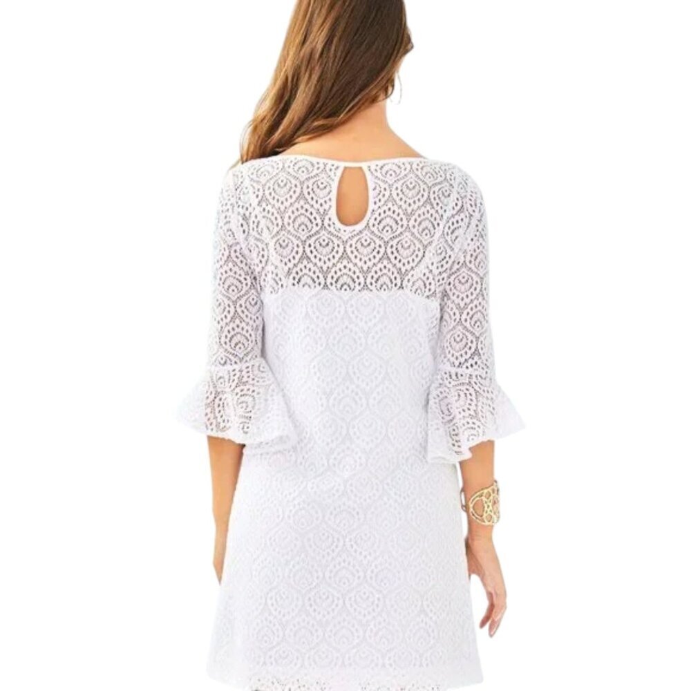 Lilly Pulitzer NWT Fontaine Dress in Resort White Flowing Leaf Lace Size XXS - Picture 7 of 14